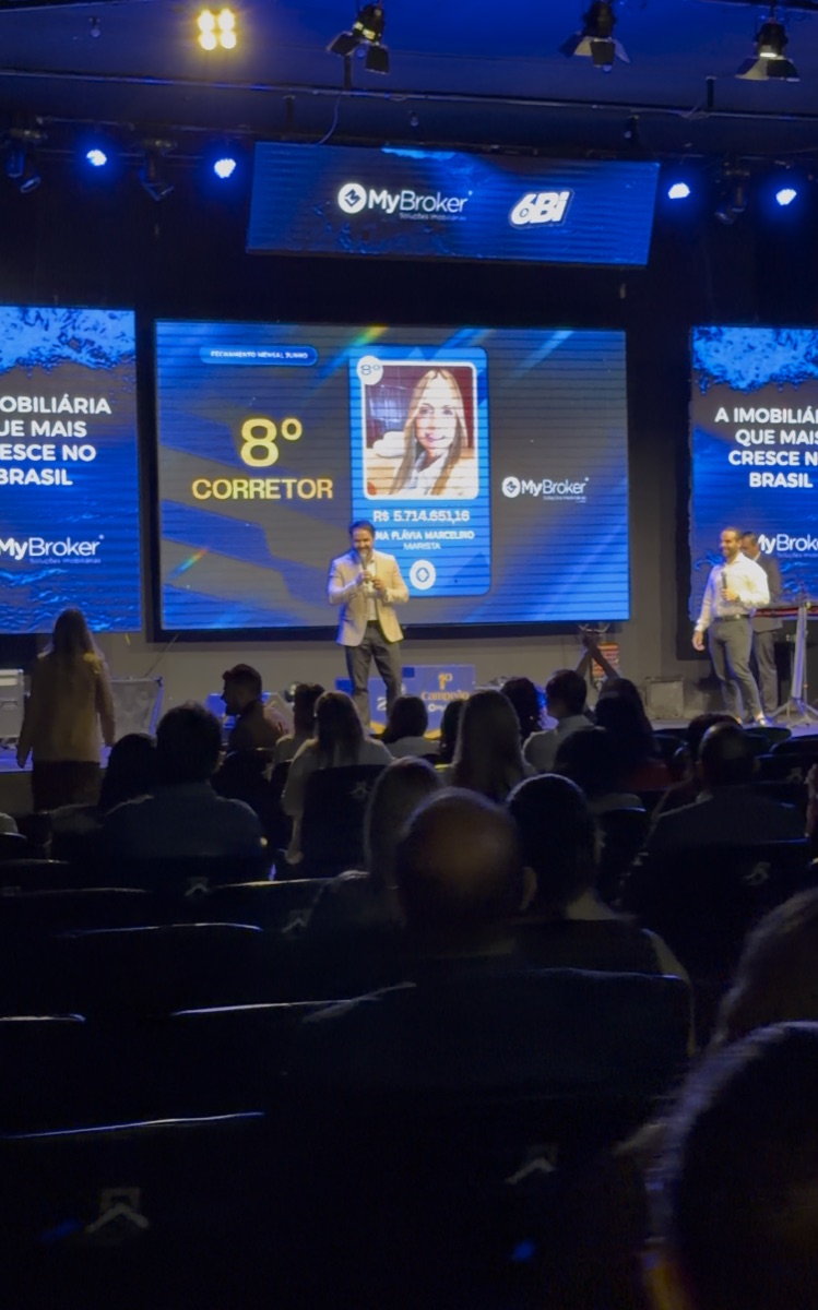 Print da premiação de Flávia Marcelino, 8º corretor MyBroker em junho