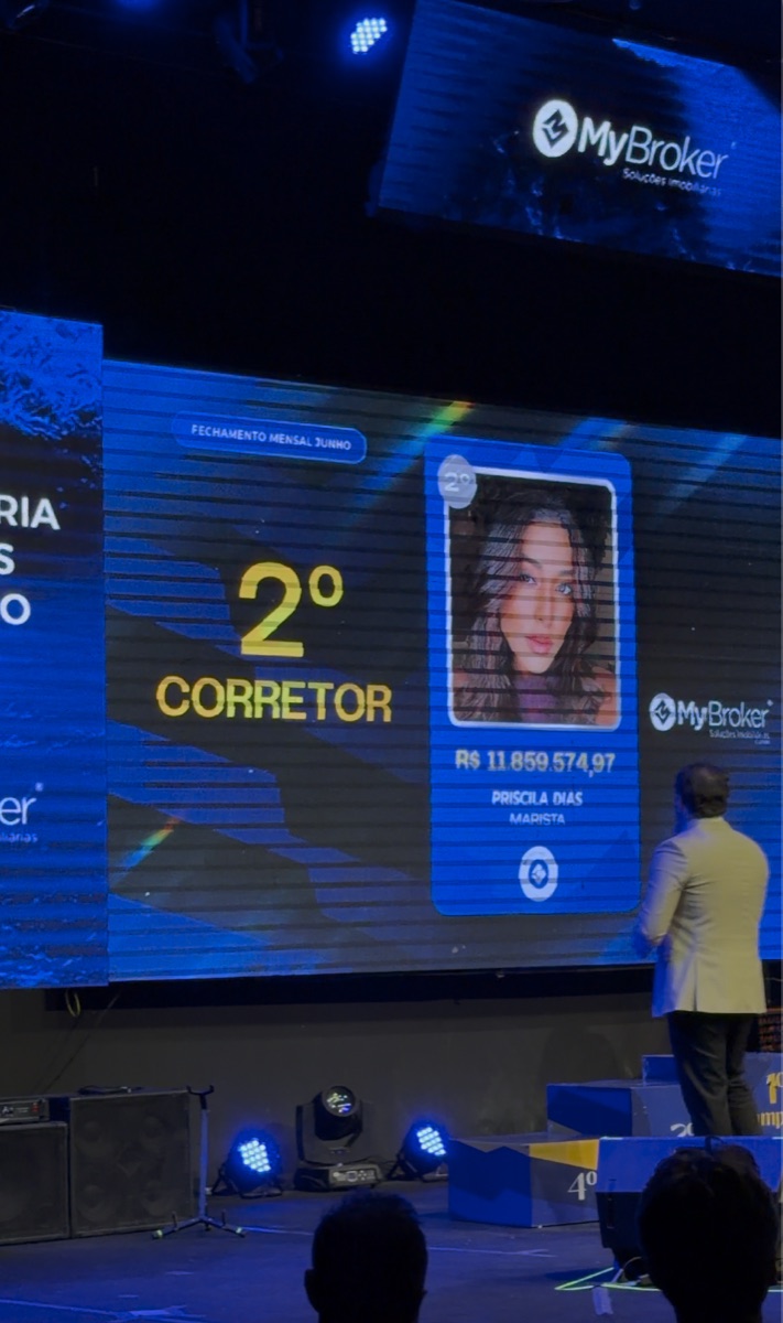 Print da premiação de Priscila Dias, 2º corretor MyBroker em junho